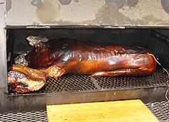 Pig in the smoker