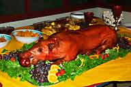 Roasting pig on the table